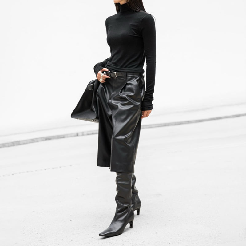 Paper Moon - Korean Women Fashion - #womensfashion - Classic Wide Fit Shiny Bermuda Trousers - 2