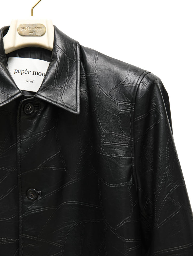 Paper Moon - Korean Women Fashion - #womensfashion - Patchwork Vegan Single Button Half Coat - 11