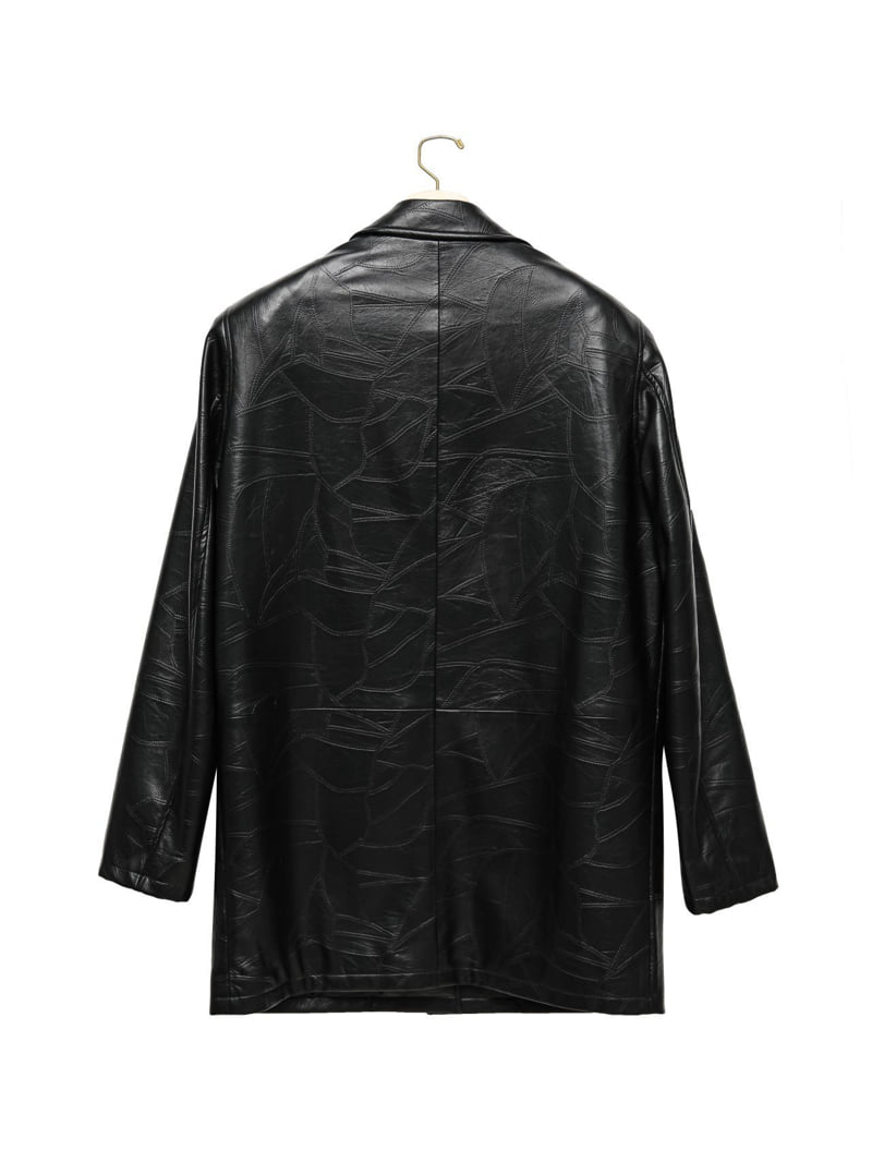 Paper Moon - Korean Women Fashion - #womensfashion - Patchwork Vegan Single Button Half Coat - 7