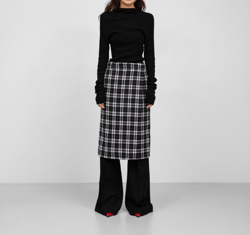 Paper Moon - Korean Women Fashion - #womensfashion - Plaid Check Pattern Wrap Midi Skirt - 10