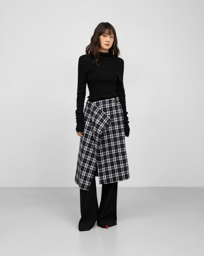 Paper Moon - Korean Women Fashion - #womensfashion - Plaid Check Pattern Wrap Midi Skirt - 12