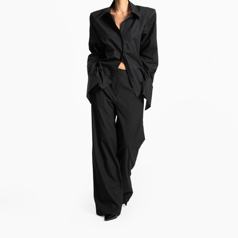 Paper Moon - Korean Women Fashion - #womensfashion - Wing Cuffs Detail Button Down Shirt - 5