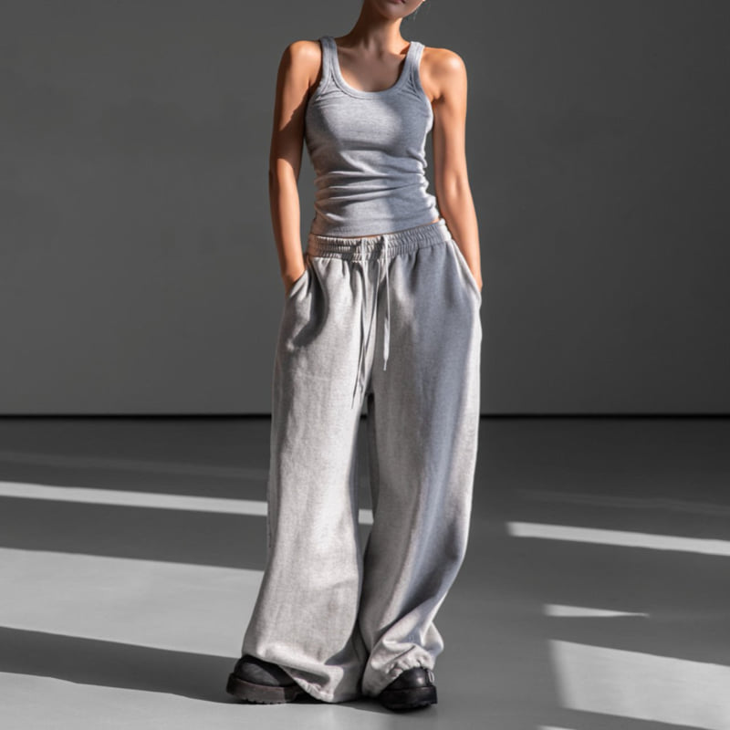 Paper Moon - Korean Women Fashion - #womensfashion - Oversized Eyelet Line Sweat Wide Pants - 5