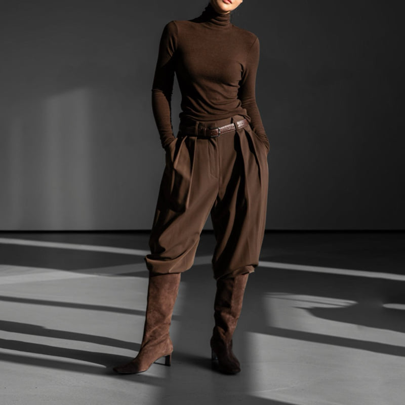 Paper Moon - Korean Women Fashion - #womensfashion - Low Waist Double Pleat Wide Trousers - 2