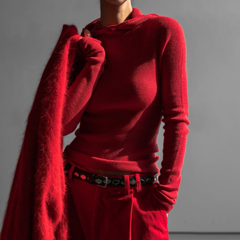 Paper Moon - Korean Women Fashion - #womensfashion - Whole Garment Hood Knit Top
