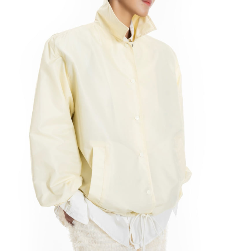 Paper Moon - Korean Women Fashion - #womensfashion - Oversized Padded Shoulder Snap Button Jacket