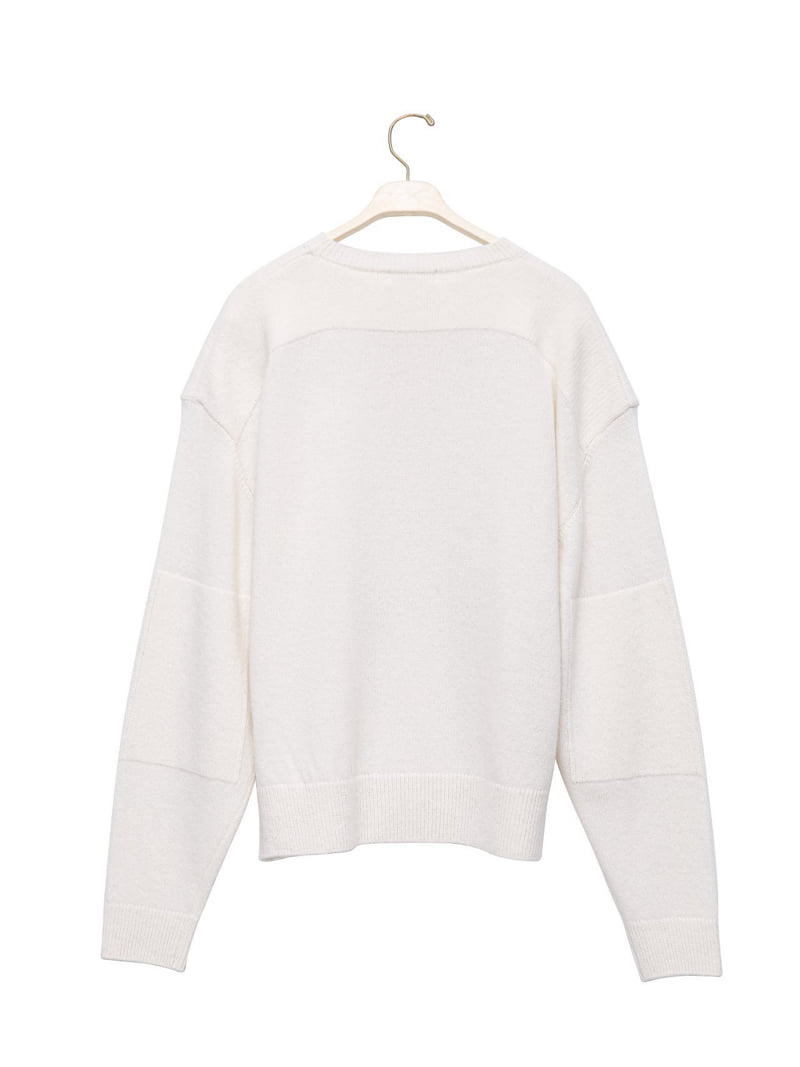 Paper Moon - Korean Women Fashion - #womensfashion - Double Knitting Shoulder Detail Round Neck Knit - 8