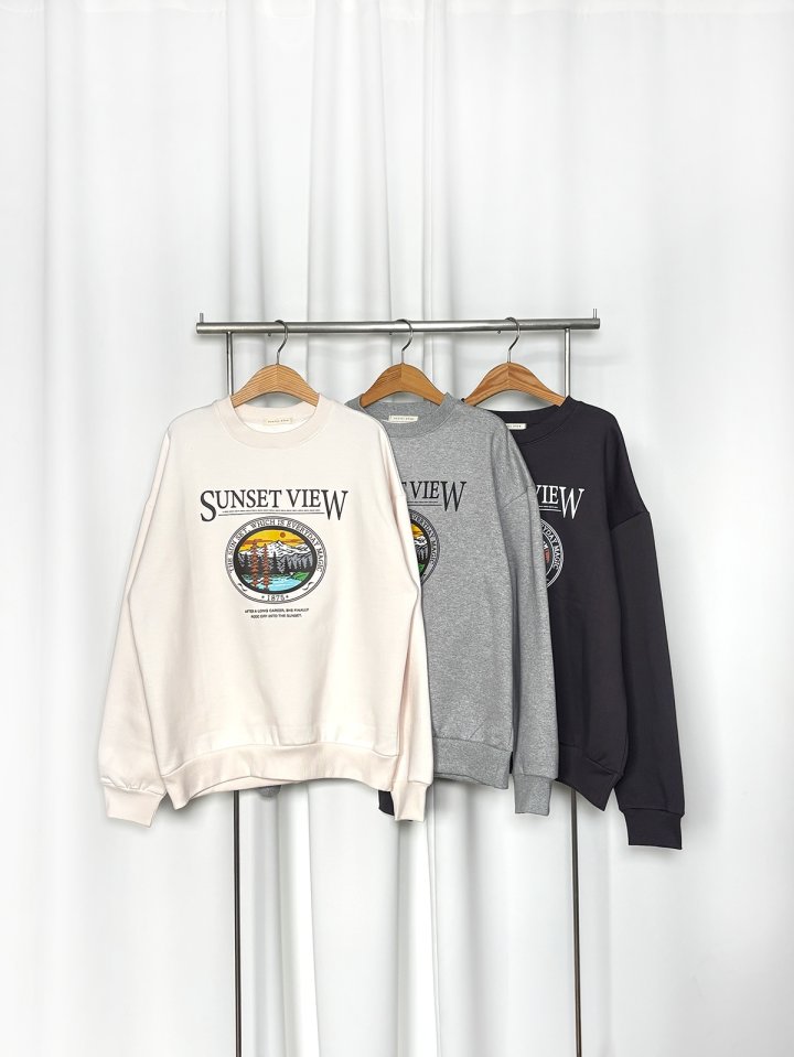 Pastel Deer - Korean Women Fashion - #momslook - Fleece Sunset Sweatshirt