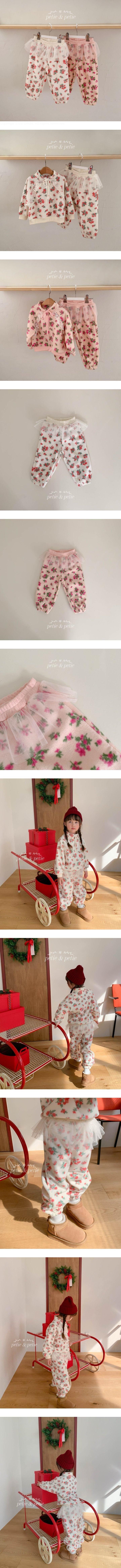 Petit & Petit - Korean Children Fashion - #kidsstore - Flower Fleece Tulle Jogger Pants - 2
