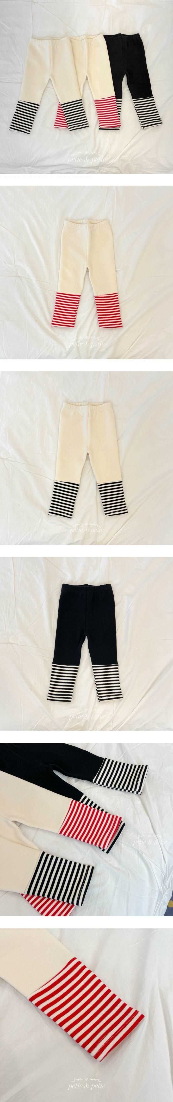 Petit & Petit - Korean Children Fashion - #kidsstore - Fleece Stripe Leggings - 2