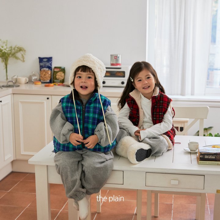 Plain - Korean Children Fashion - #Kfashion4kids - Pompom Check Reversible Vest - 10