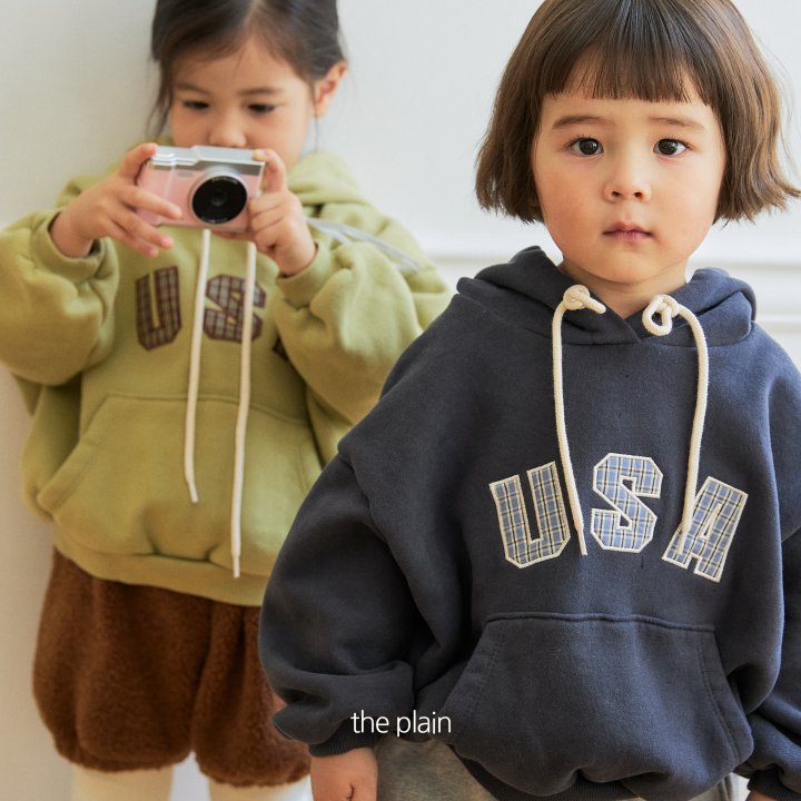 Plain - Korean Children Fashion - #stylishchildhood - USA Check Hoodie - 2