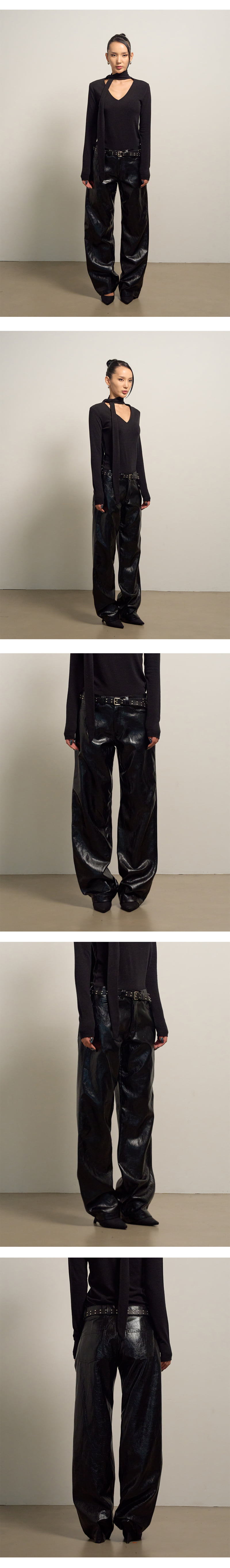 Project Wave - Korean Women Fashion - #momslook - Crumbled Glossy Pants - 2