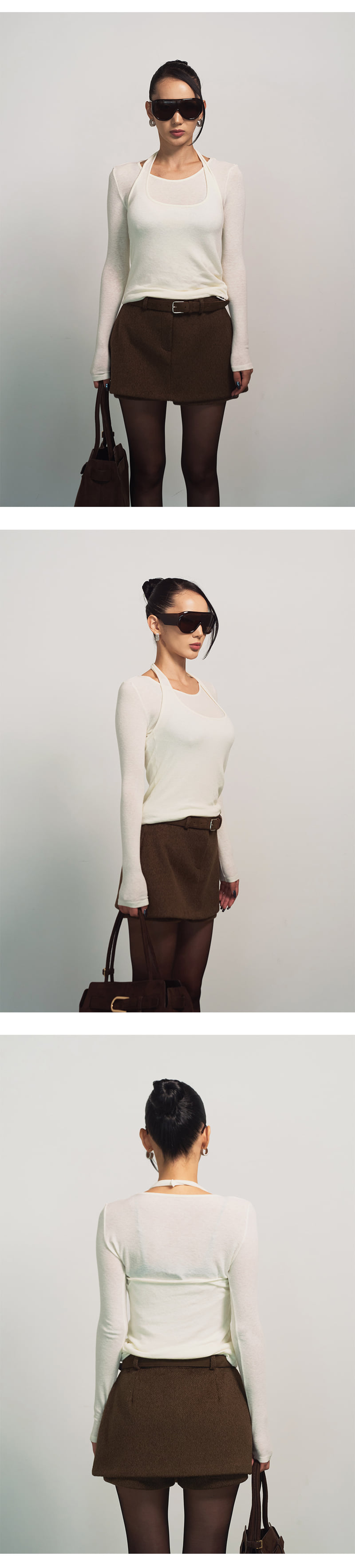 Project Wave - Korean Women Fashion - #momslook - Halter Layered Angora Long Sleeve Tee - 3