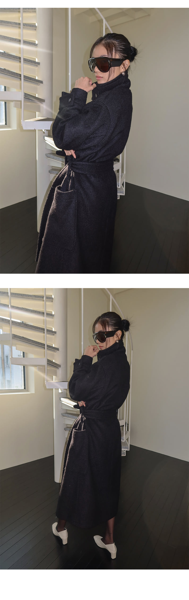Project Wave - Korean Women Fashion - #thatsdarling - Wool Wrap Long Coat - 4
