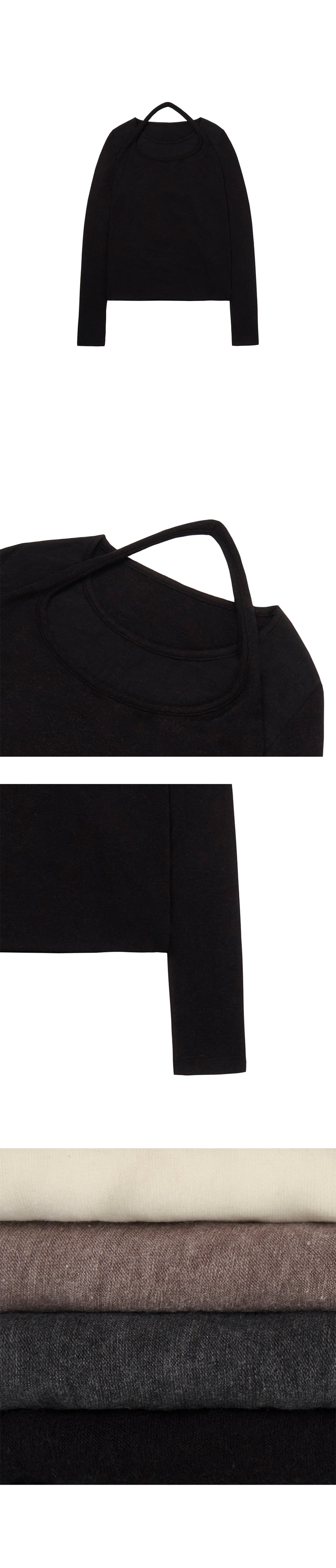 Project Wave - Korean Women Fashion - #momslook - Halter Layered Angora Long Sleeve Tee - 4