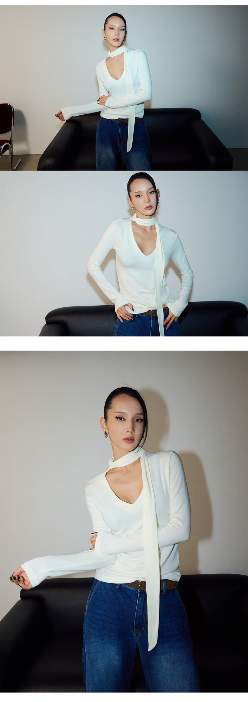 Project Wave - Korean Women Fashion - #momslook - Scott Two Way Muffler Turtleneck Tee - 4