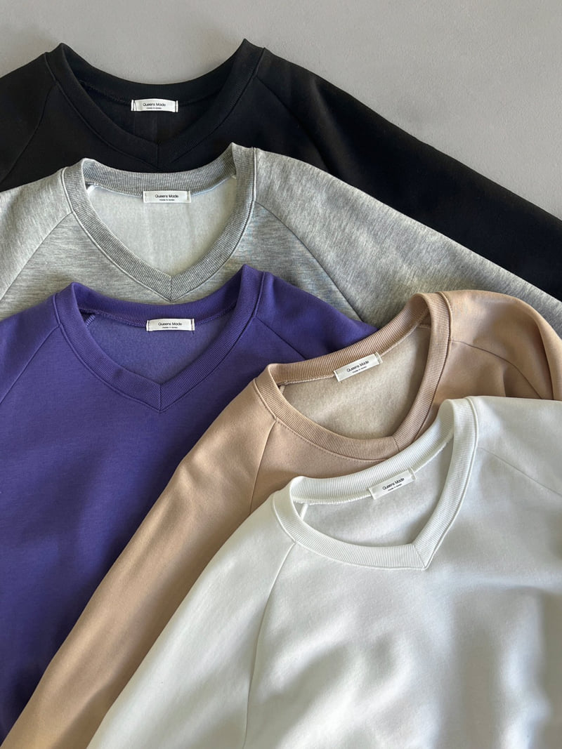 Queensmade - Korean Women Fashion - #vintageinspired - Cheek V-Neck Sweatshirt - 12