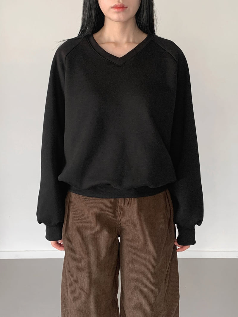 Queensmade - Korean Women Fashion - #womensfashion - Cheek V-Neck Sweatshirt - 3