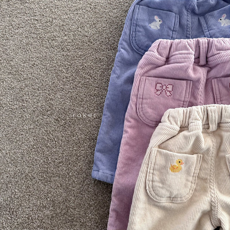 Raker - Korean Baby Fashion - #babyfashion - Embroidered Corduroy Pants