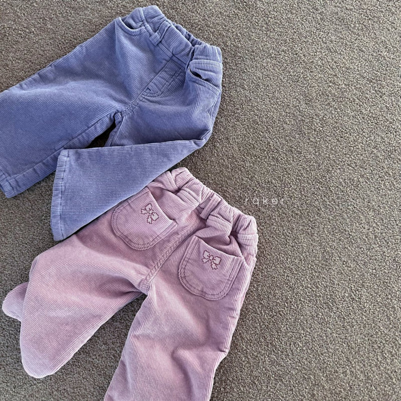 Raker - Korean Baby Fashion - #babygirlfashion - Embroidered Corduroy Pants - 3