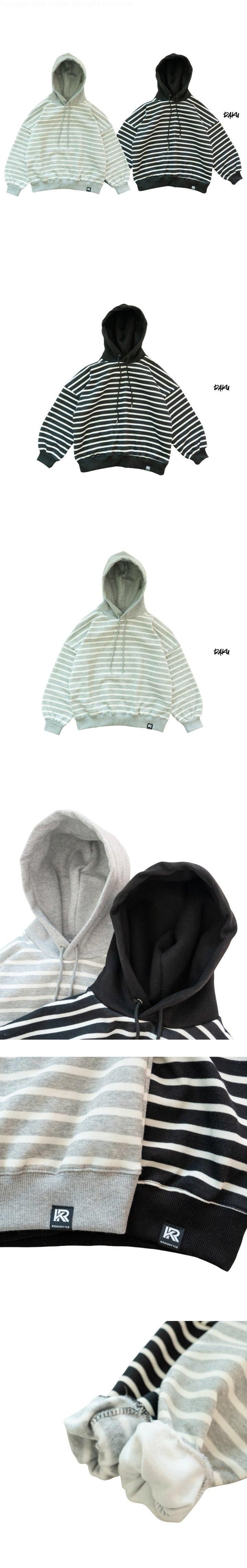 Raku - Korean Children Fashion - #todddlerfashion - Stripe Hoodie