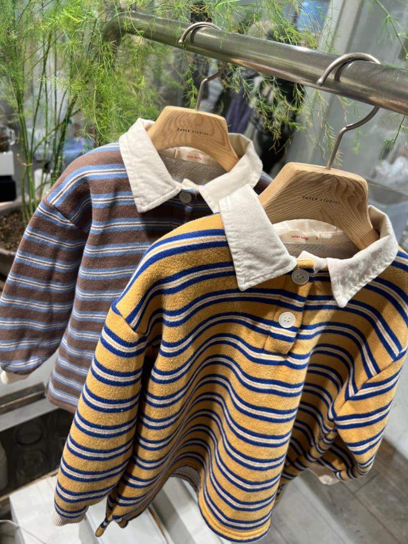Raleelounge - Korean Children Fashion - #Kfashion4kids - Three Stripe Terry Collar Tee - 3