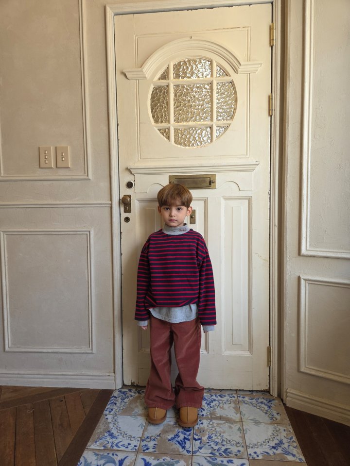 Raleelounge - Korean Children Fashion - #childofig - Thick Suede Stripe Tee