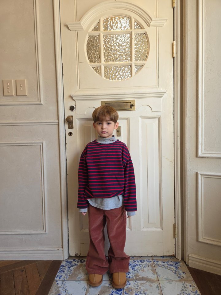 Raleelounge - Korean Children Fashion - #childrensboutique - Thick Suede Stripe Tee - 2