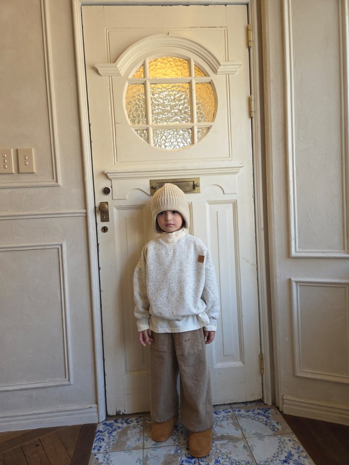 Raleelounge - Korean Children Fashion - #designkidswear - Loose Fit Neps Leather Sweatshirt