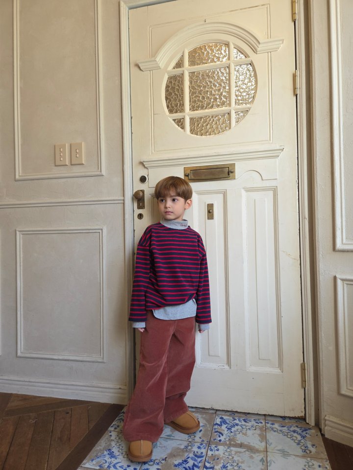 Raleelounge - Korean Children Fashion - #designkidswear - Thick Suede Stripe Tee - 4