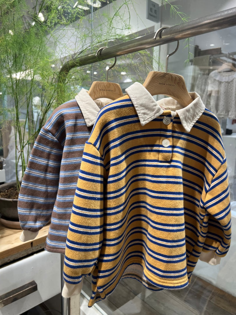 Raleelounge - Korean Children Fashion - #kidzfashiontrend - Three Stripe Terry Collar Tee - 2
