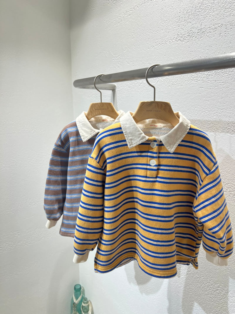 Raleelounge - Korean Children Fashion - #Kfashion4kids - Three Stripe Terry Collar Tee - 4