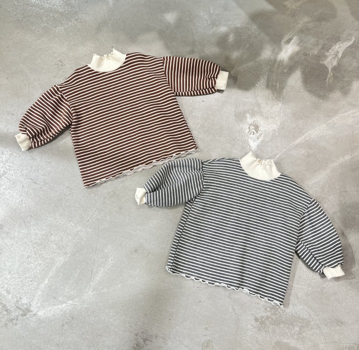 Raleelounge - Korean Children Fashion - #toddlerclothing - Balloon Stripe Turtleneck Tee - 4