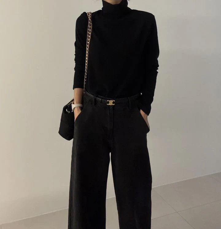 Ripple - Korean Women Fashion - #womensfashion - Wide Black Denim Pants - 4