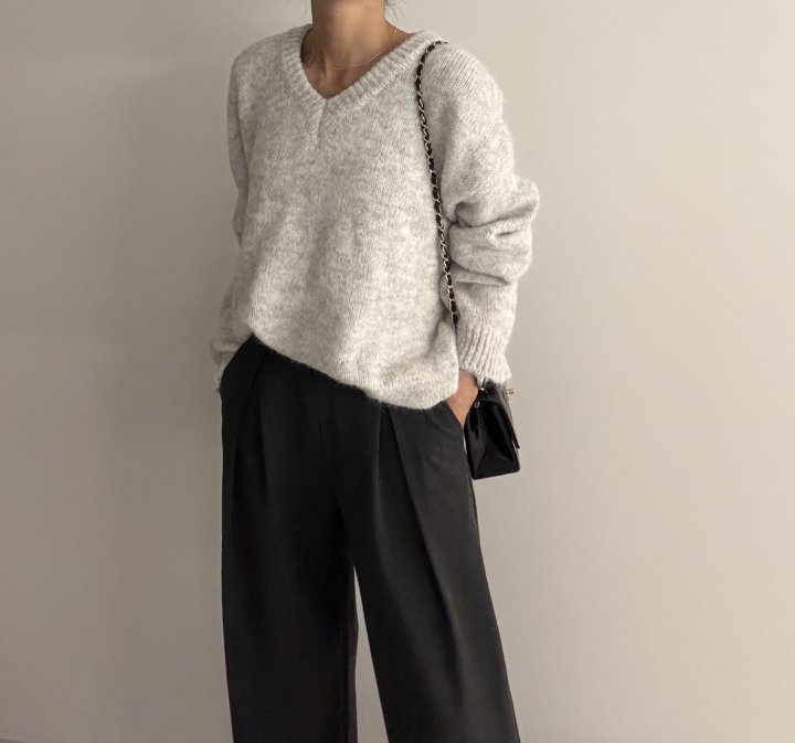 Ripple - Korean Women Fashion - #womensfashion - Mega V Neck Knit - 4