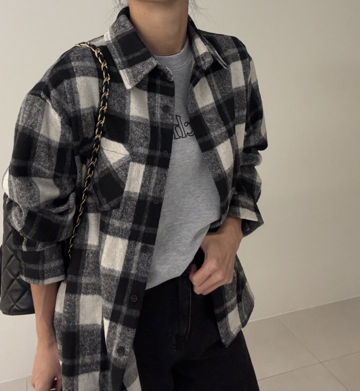 Ripple - Korean Women Fashion - #momslook - Land Brushed Check Shirt