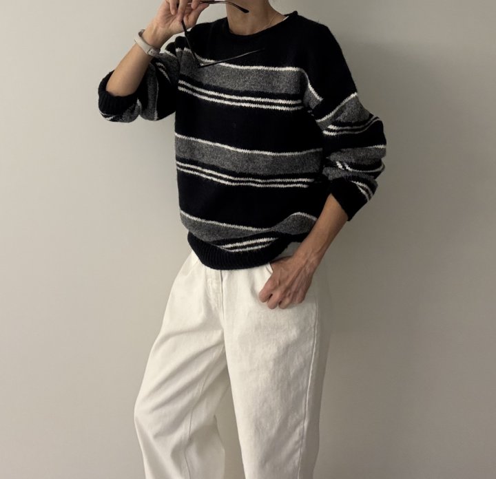 Ripple - Korean Women Fashion - #momslook - Movie Stripe Knit - 2