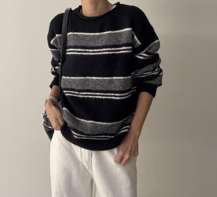 Ripple - Korean Women Fashion - #momslook - Movie Stripe Knit - 3