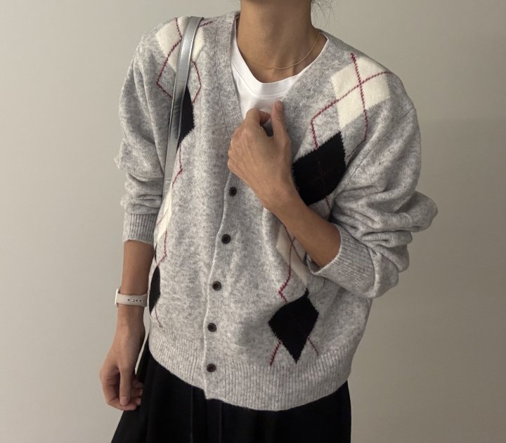 Ripple - Korean Women Fashion - #momslook - Argyle Cardigan