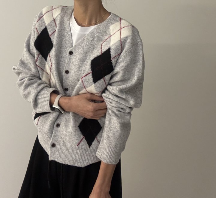 Ripple - Korean Women Fashion - #momslook - Argyle Cardigan - 2