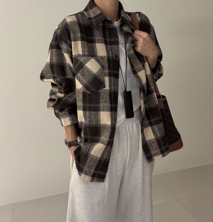 Ripple - Korean Women Fashion - #romanticstyle - Land Brushed Check Shirt - 11