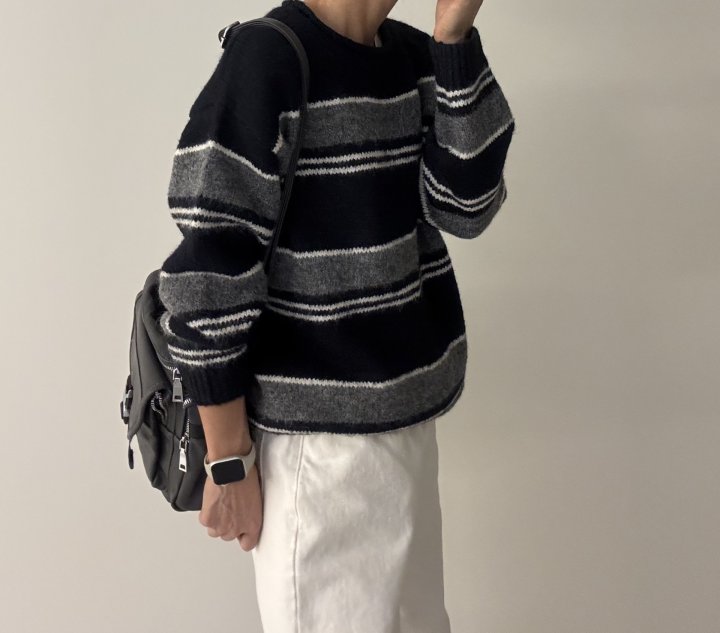 Ripple - Korean Women Fashion - #romanticstyle - Movie Stripe Knit - 9