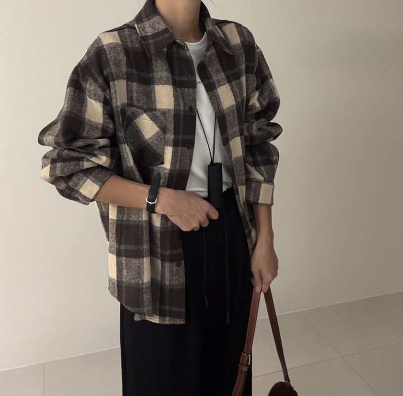 Ripple - Korean Women Fashion - #shopsmall - Land Brushed Check Shirt - 12