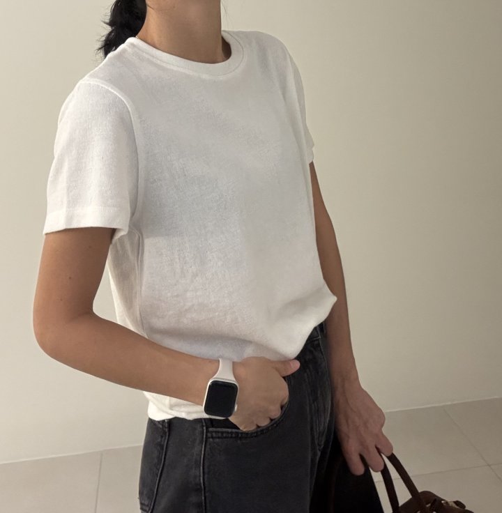 Ripple - Korean Women Fashion - #vintageinspired - Comfy Plain Short Sleeve Tee - 11