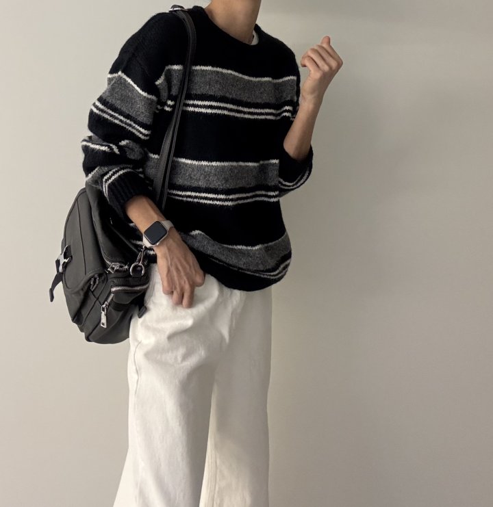 Ripple - Korean Women Fashion - #vintageinspired - Movie Stripe Knit - 5