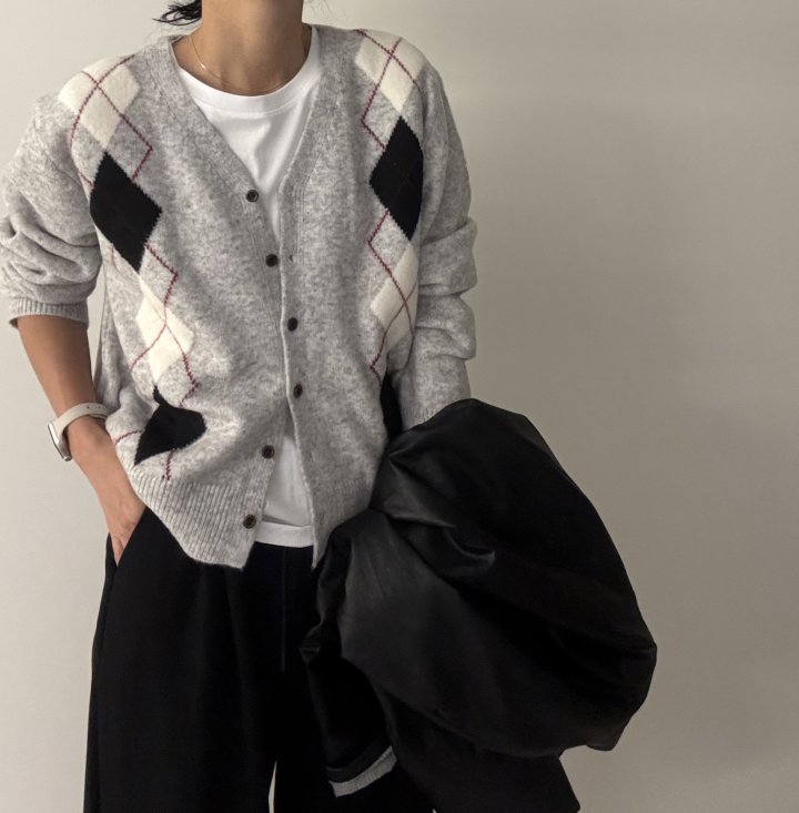 Ripple - Korean Women Fashion - #womensfashion - Argyle Cardigan - 4