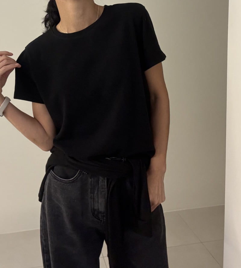 Ripple - Korean Women Fashion - #vintagekidsstyle - Comfy Plain Short Sleeve Tee - 12
