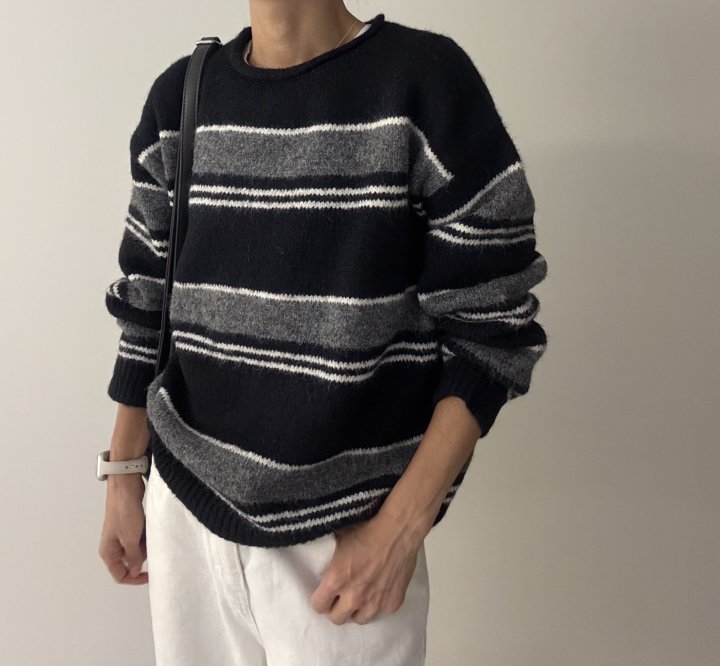 Ripple - Korean Women Fashion - #vintagekidsstyle - Movie Stripe Knit - 6