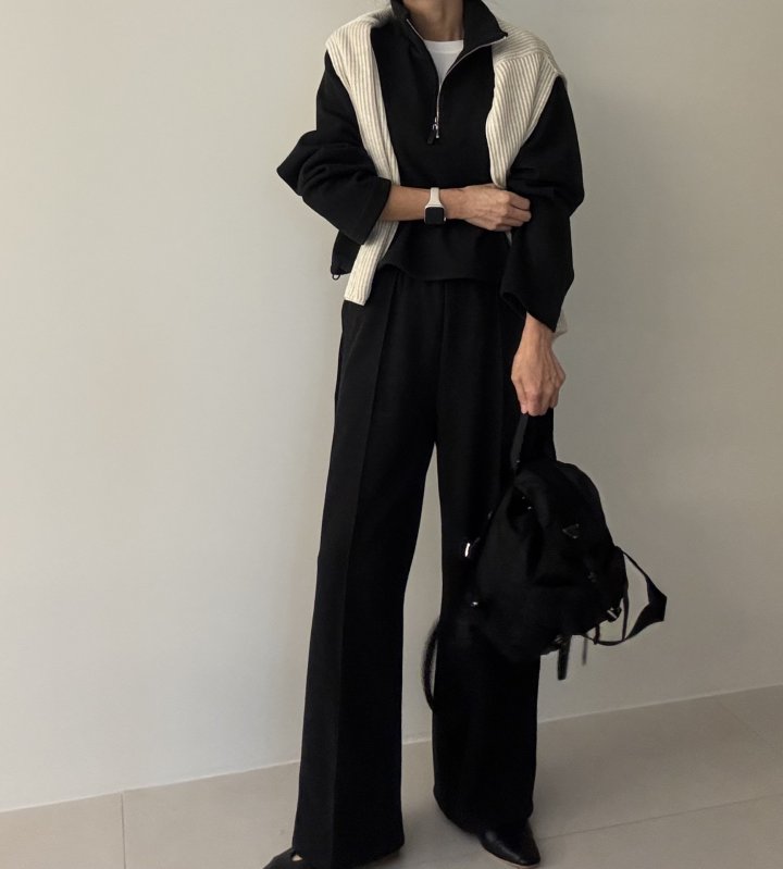 Ripple - Korean Women Fashion - #vintageinspired - Premium Half Zip Set - 4